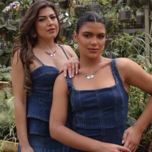 Earring and Necklace Set with Green Stones.