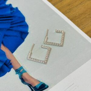 Textured Slim Square Half-Hoop Earrings – Medium Size