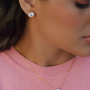 Large Round Solitaire Necklace and Earring Set